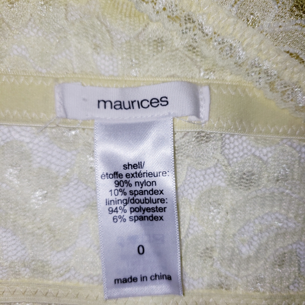 Maurices Plus Sz 0, Yellow Lace Bralette, T-Back, Removable Pads, NWOT - Picture 3 of 7